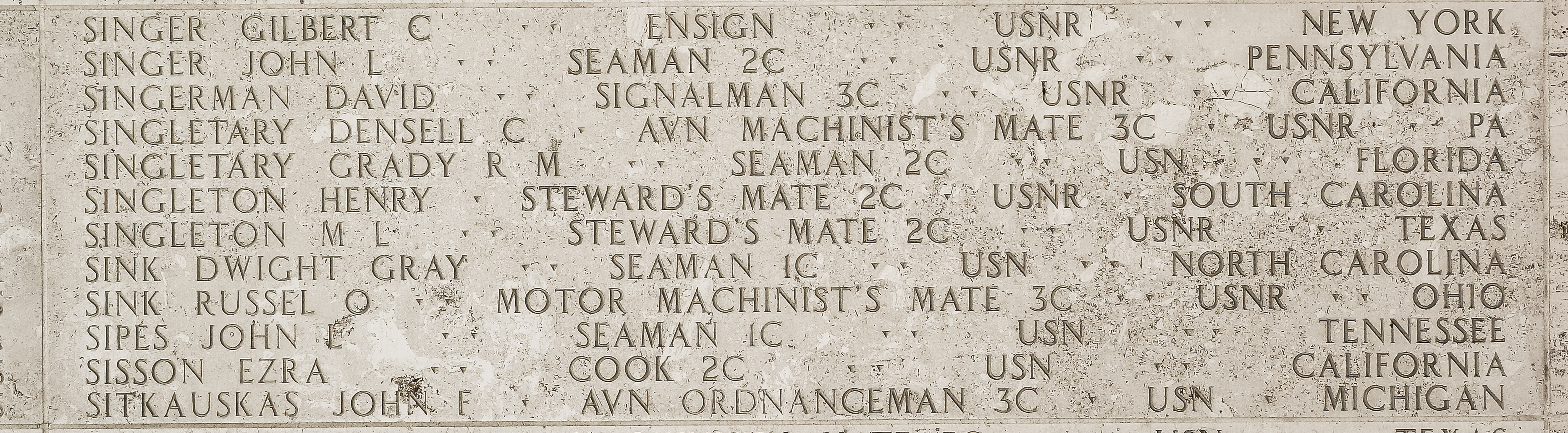 David  Singerman, Signalman Third Class